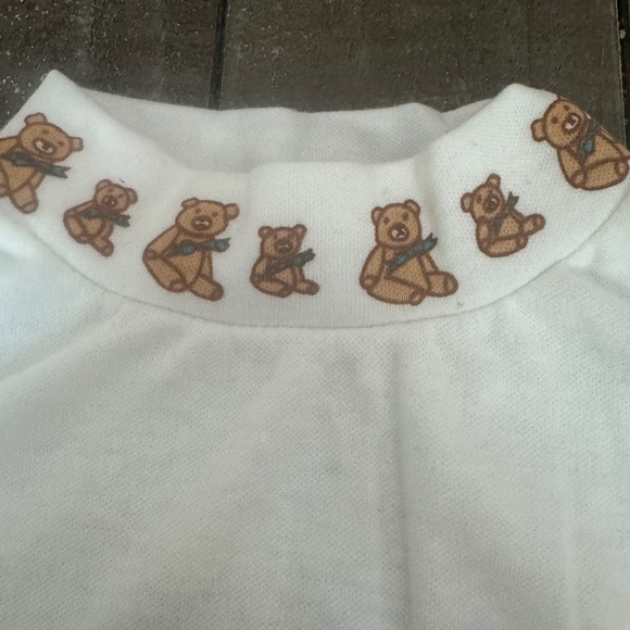 VINTAGE USA Made Mock Neck Teddy Bear White T-shirt Size 4 toddler - Picture 3 of 7